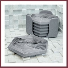 Storeşahin 3D Baskı Super Fidget Coaster Seti - Altıgen Desenli Bardak Altlığı ve Tutucu-Gri SHN0720