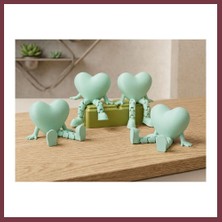 Storeşahin 3D Baskı Hareketli Kalp Figürü - Eklemli Dekoratif Oyuncak (1 Adet)-Mint SHN0720