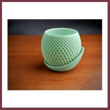Storeşahin 3D Baskı Küre Saksı - Kafes Dokulu Iki Parçalı Dekoratif Saksı - Mint-Mint SHN0720