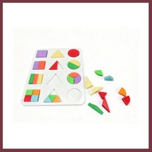 Storeşahin 3D Baskı Geometrik Şekiller ve Kesirler Eğitim Seti - Renkli Şekil Eşleştirme Puzzle, Montessori Öğretim Materyali SHN0720
