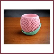 Storeşahin 3D Baskı Küre Saksı - Kafes Dokulu Iki Parçalı Dekoratif Saksı - Pembe-Mint SHN0720