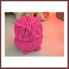 Storeşahin 3D Baskı Hareketli Baykuş Figürü - Eklemli Flexi Oyuncak - Pembe SHN0720