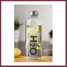 Storeşahin H2O Borosilikat Cam Matara Vakum Kapaklı Su Şişesi Suluk Gri 1000 ml SHN0720