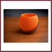 Storeşahin 3D Baskı Küre Saksı - Kafes Dokulu Iki Parçalı Dekoratif Saksı - Turuncu-Kahverengi SHN0720