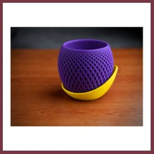 Storeşahin 3D Baskı Küre Saksı - Kafes Dokulu Iki Parçalı Dekoratif Saksı - Mor-Sarı SHN0720