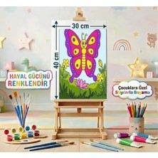 Moranka Sayılarla Boyama Tuval Seti Fırça Boya Dahil (Çıtalı) 30X40 cm -Kelebek