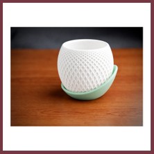 Storeşahin 3D Baskı Küre Saksı - Kafes Dokulu Iki Parçalı Dekoratif Saksı - Beyaz-Mint SHN0720