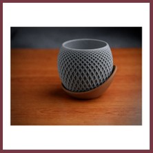 Storeşahin 3D Baskı Küre Saksı - Kafes Dokulu Iki Parçalı Dekoratif Saksı - Gri-Kahverengi SHN0720
