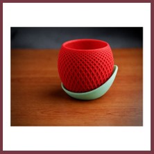 Storeşahin 3D Baskı Küre Saksı - Kafes Dokulu Iki Parçalı Dekoratif Saksı - Kırmızı-Mint SHN0720
