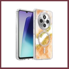 Storeşahin Onegif Redmi 14C Uyumlu Lotus Simli Magsafe Kapak - Turuncu SHN0720