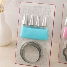 Pasta Süsleme Seti 8 Parça (Krema Torbası, Metal Uçlar, Kurabiye Kalıpları)