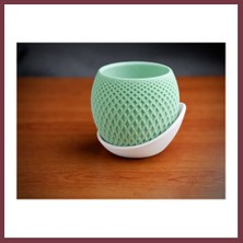 Storeşahin 3D Baskı Küre Saksı - Kafes Dokulu Iki Parçalı Dekoratif Saksı - Mint-Beyaz SHN0720
