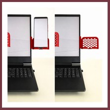 Storeşahin 3D Baskı Monitor Telefon Tutucu - Petek Desenli Laptop Kenar Telefon Tutucu-Kırmızı SHN0720