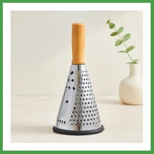 Soi Home 8" Ahşap & Bambu Saplı Çelik Rende (Silikon Taban, 3 Bölümlü) Soı