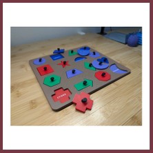 Storeşahin 3D Baskı Ingilizce Etiketli Şekil Tanıma Puzzle Tahtası - 16 Geometrik Şekil, Bilişsel Gelişim ve Kelime Öğrenme Seti SHN0720
