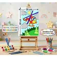 Moranka Sayılarla Boyama Tuval Seti Fırça Boya Dahil (Çıtalı) 30X40 cm - Helikopter