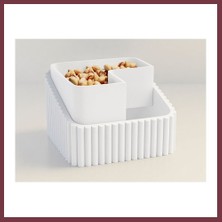 Storeşahin 3D Baskı Fıstık Kasesi - Çift Hazneli Kabuk Ayırıcı Sunum Kasesi - Beyaz Beyaz SHN0720