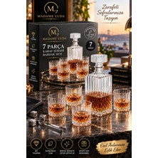 Madame Luda Üst Kalite / 7 Parça Karaf Sürahi & Bardak Seti / 730 ml Karaf - 6 Adet 240 ml Cam Bardak / Kristal Desenli