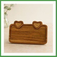 Soi Home Akasya Ahşap Servis Tepsisi 25X14 cm (Kulplu, Kalp Bölmeli) Soı