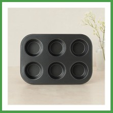 Soi Home 6 Gözlü Siyah Metal Muffin Kalıbı Soı