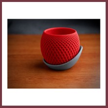 Storeşahin 3D Baskı Küre Saksı - Kafes Dokulu Iki Parçalı Dekoratif Saksı - Kırmızı-Gri SHN0720