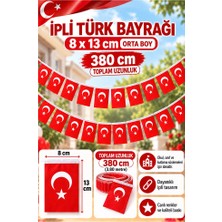ArtMaster Ipli Bayrak Orta Boy 40'lı 8X13 cm 1 Paket Türk Bayrağı Kağıt Ipli Sıralı Ayyıldız Bayrak Sınıf Süsü Okul Bayram