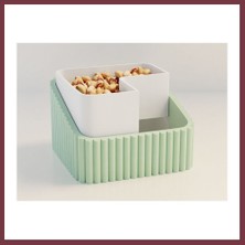 Storeşahin 3D Baskı Fıstık Kasesi - Çift Hazneli Kabuk Ayırıcı Sunum Kasesi - Mint Beyaz SHN0720