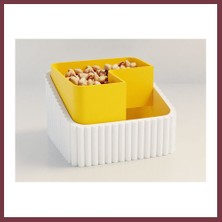 Storeşahin 3D Baskı Fıstık Kasesi - Çift Hazneli Kabuk Ayırıcı Sunum Kasesi - Beyaz Sarı SHN0720