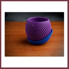 Storeşahin 3D Baskı Küre Saksı - Kafes Dokulu Iki Parçalı Dekoratif Saksı - Mor-Mavi SHN0720