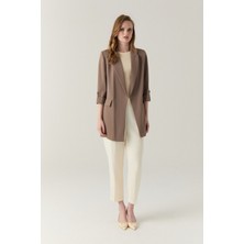 Zühre Blazer Yakalı Cepli Vizon Ceket 0145