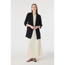Zühre Blazer Yakalı Cepli Siyah Ceket 0145