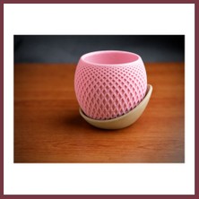 Storeşahin 3D Baskı Küre Saksı - Kafes Dokulu Iki Parçalı Dekoratif Saksı - Pembe-Bej SHN0720