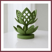 Storeşahin 3D Baskı Lotus Çiçeği Mumluk - Dekoratif Tealight Mumluk-Yeşil SHN0720