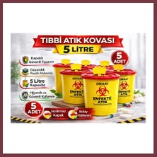 Storeşahin Tıbbi Atık Kovası 5 Litre 5 Adet Kapaklı Tıbbi Atık Kutusu Enfekte Atık Kovası SHN0720