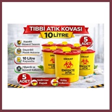 Storeşahin Tıbbi Atık Kovası 10 Litre 5 Adet Kapaklı Tıbbi Atık Kutusu Enfekte Atık Kovası Seti SHN0720