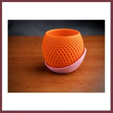 Storeşahin 3D Baskı Küre Saksı - Kafes Dokulu Iki Parçalı Dekoratif Saksı - Turuncu-Pembe SHN0720