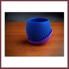 Storeşahin 3D Baskı Küre Saksı - Kafes Dokulu Iki Parçalı Dekoratif Saksı - Mavi-Mor SHN0720
