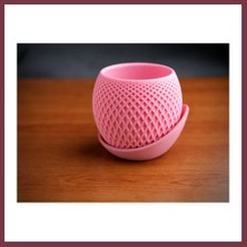 Storeşahin 3D Baskı Küre Saksı - Kafes Dokulu Iki Parçalı Dekoratif Saksı - Pembe-Pembe SHN0720