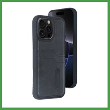 Soi Home iPhone 14 Pro Max Uyumlu Kılıf Sara Kartvizitli Deri Kılıf - Siyah Soı