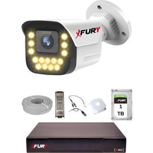 Fury 1 Li 15 Warm LED Gece Renkli Görüş Su Geçirmez Güvenlik Kamerası Seti 1tb