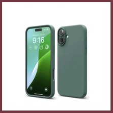 Storeşahin iPhone 16 Uyumlu Kılıf Nano Içi Kadife Silikon - Koyu Yeşil SHN0720
