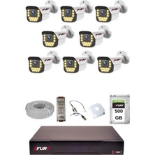 Fury 8 Li 15 Warm LED Gece Renkli Görüş Su Geçirmez Güvenlik Kamerası Seti 500GB
