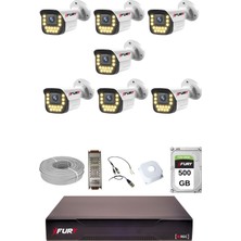 Fury 7 Li 15 Warm LED Gece Renkli Görüş Su Geçirmez Güvenlik Kamerası Seti 500GB