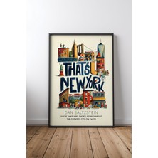 Nyc Life New York City Retro Illustration Çerçeveli Tablo Poster Salon Duvar Dekoru Hediye
