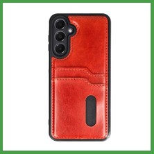 Soi Home Samsung Galaxy A26 Uyumlu Kılıf Sara Kartvizitli Deri Kılıf - Kırmızı Soı
