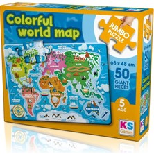 Ks Games Colorful World Map 50 Jumbo Baby Puzzle