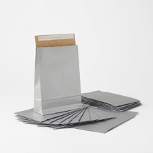 Aybaş Kağıtçılık 30X40 cm Büyük Boy Gümüş Renk 6 Adet Bantlı Hediye Paketi, Hediye Poşeti