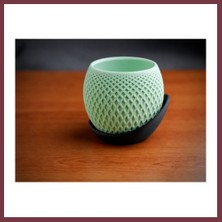 Storeşahin 3D Baskı Küre Saksı - Kafes Dokulu Iki Parçalı Dekoratif Saksı - Mint-Siyah SHN0720