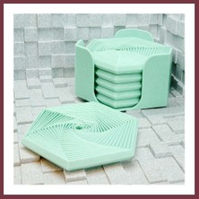 Storeşahin 3D Baskı Super Fidget Coaster Seti - Altıgen Desenli Bardak Altlığı ve Tutucu-Mint SHN0720