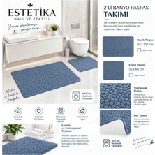 Estetika Aqua Soft 2’li Banyo Paspas Takımı 60X100 + 50X60 cm | Kaymaz Dot Taban | 30°c Makinede Yıkanabilir